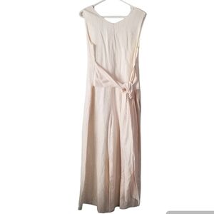 Vineyard Vines Palm Beach Lately Flamingo Pink/Gold Wide Leg Tie Waist Jumpsuit